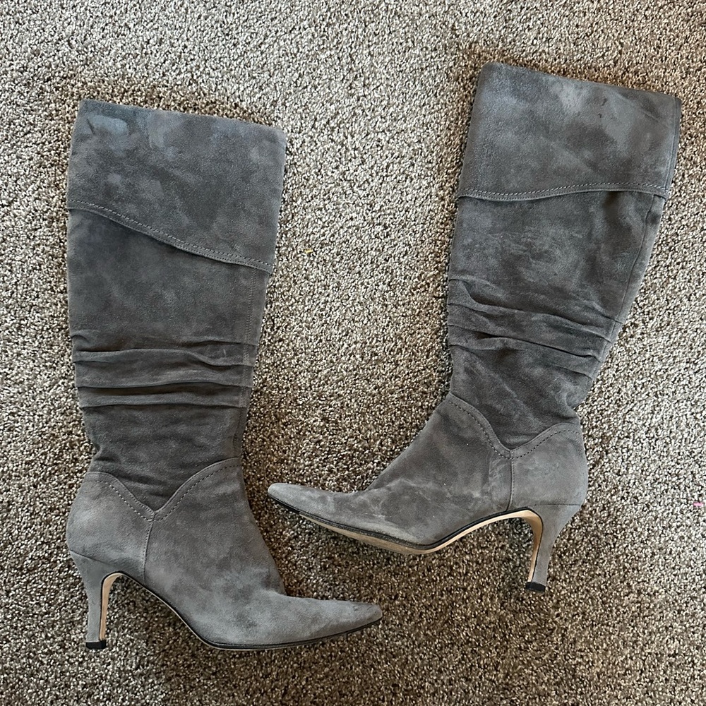 Vaneli Grey Suede Heeled Boots